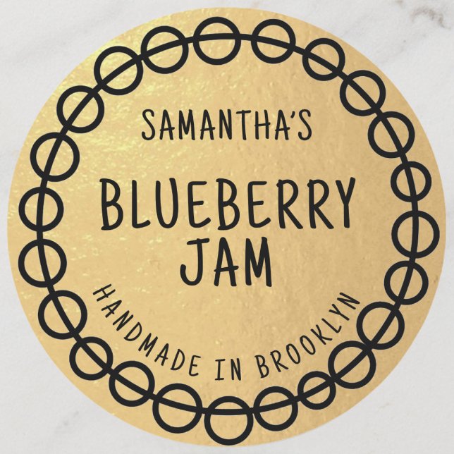 Etiqueta de Pegatina de la represa de oro (custom jam flavor business label sticker)
