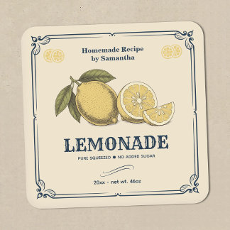 Etiqueta de Pegatina de Limonada Vintage