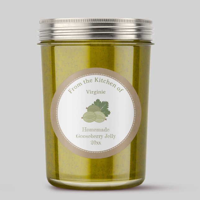 Etiqueta de Pegatina de Mermelada de Grosella Rúst (Rustic Gooseberry Jelly Label Sticker)