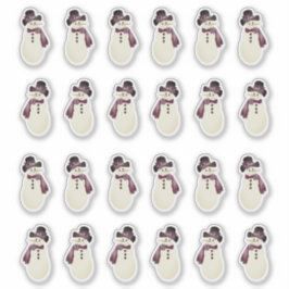 Etiqueta de pegatina de muñeco de nieve pequeño