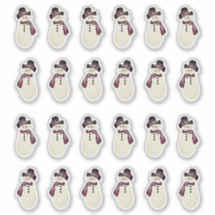 Etiqueta de pegatina de muñeco de nieve pequeño