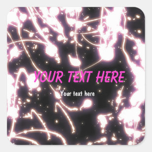 Etiqueta de pegatina de palo de neón rosado con pa