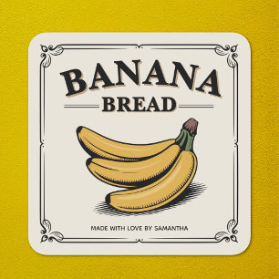 Etiqueta de Pegatina de Pan de Plátano Vintage