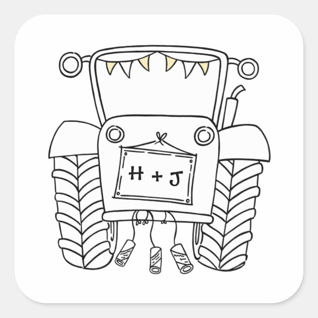 Etiqueta de Pegatina de tractor de casamiento de p (Anverso)