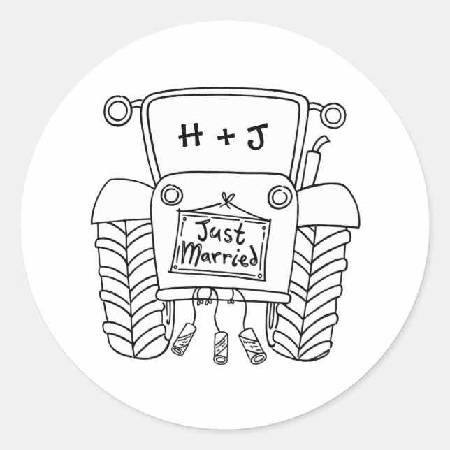 Etiqueta de Pegatina de tractor de casamiento de p (Anverso)