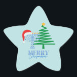 Etiqueta de Pegatina Estrella de Merry Chrismukkah<br><div class="desc">Diseño de Chrismukkah</div>