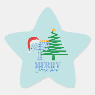 Etiqueta de Pegatina Estrella de Merry Chrismukkah