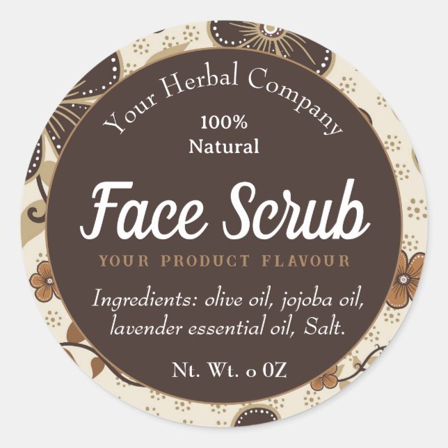 Etiqueta de Pegatina Face Herbal Scrub (Anverso)