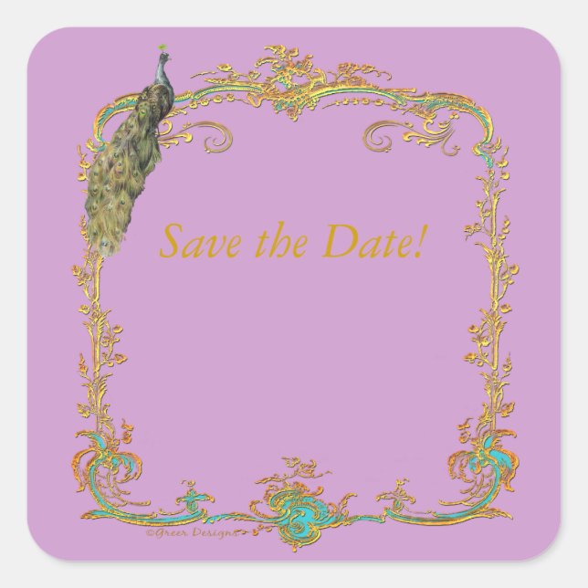 Etiqueta de Pegatina Peacock & Gold Filigree (Anverso)