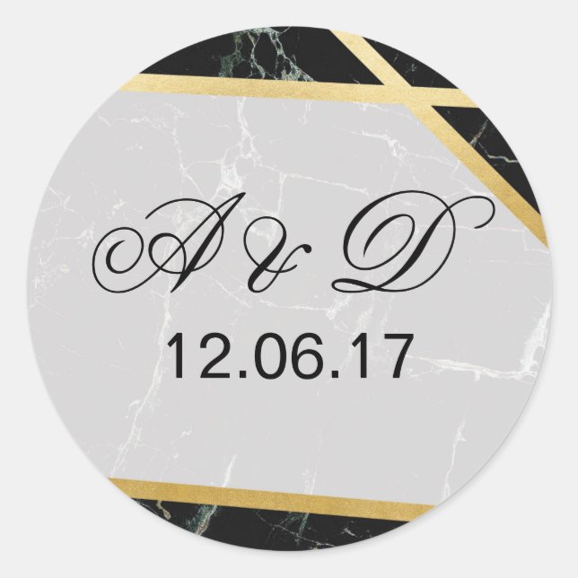 Etiqueta de Pegatinas iniciales de Boda de oro de  (Anverso)