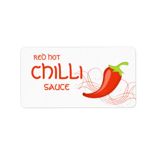 Etiqueta de Pepper con salsa picante roja