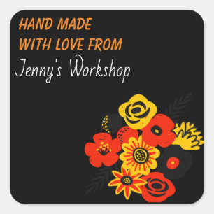 Etiqueta de pequeña empresa hecha a mano con amor 