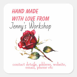 Etiqueta de pequeña empresa hecha a mano con amor 