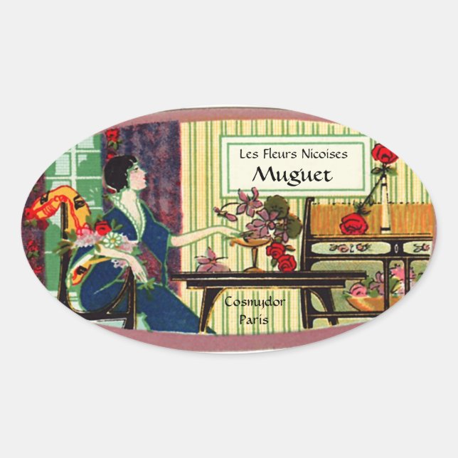 Etiqueta de perfume de época - Dama francesa (Anverso)