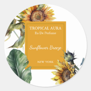 Etiqueta de perfume de girasol