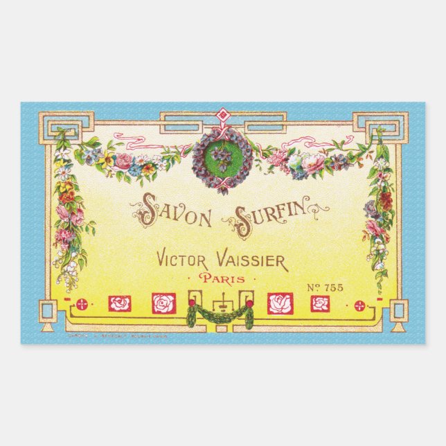 Etiqueta de Perfume Francés Amarillo Antiguo (Anverso)