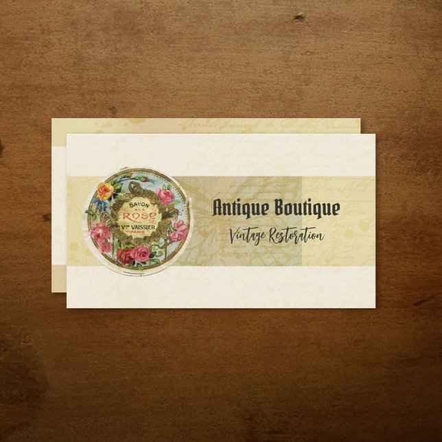 Etiqueta de perfume parisino de antigüedades (Antique Shop Vintage Parisian Perfume Label Business Cards)
