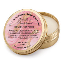 Etiqueta de perfume sólido delicado rosa y dorado 