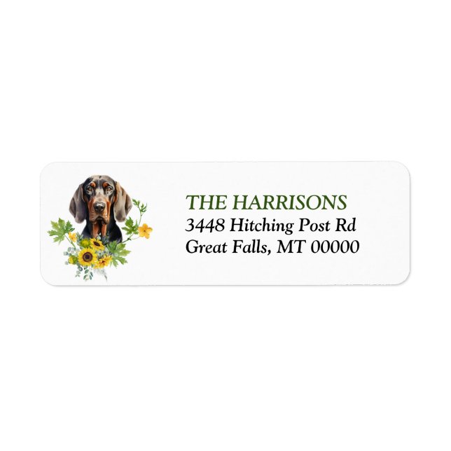 Etiqueta de perro conhound de Sunflower Black Tan (Frente)