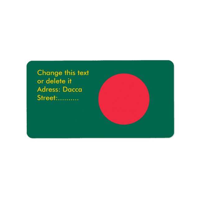 Etiqueta de personalizado con bandera de Banglades (Frente)