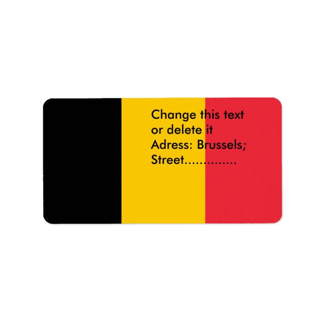 Etiqueta de personalizado con bandera de Bélgica (Frente)
