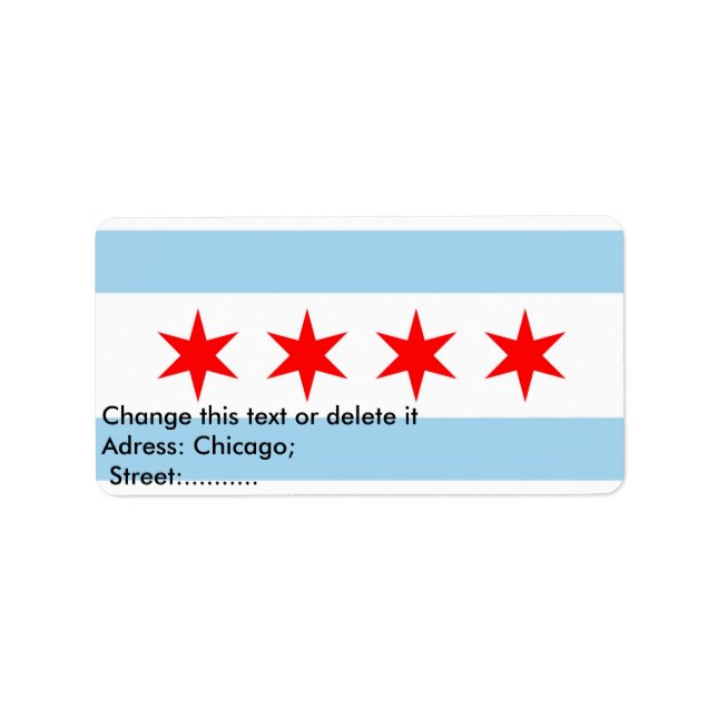 Etiqueta de personalizado con bandera de Chicago,  (Frente)