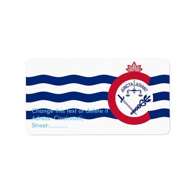 Etiqueta de personalizado con bandera de Cincinnat (Frente)