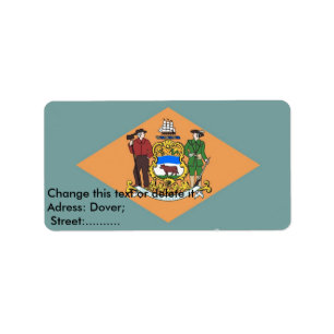 Etiqueta de personalizado con bandera de Delaware,