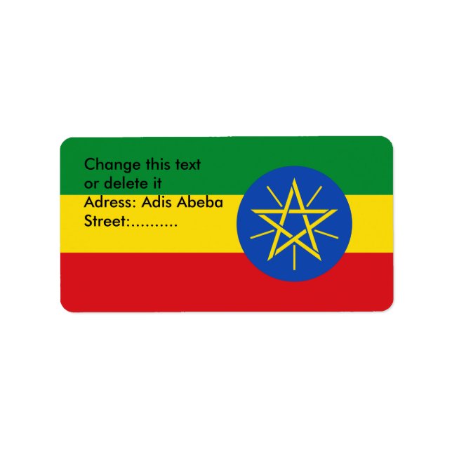 Etiqueta de personalizado con bandera de Etiopía (Frente)