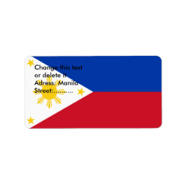 Etiqueta de personalizado con bandera de Filipinas
