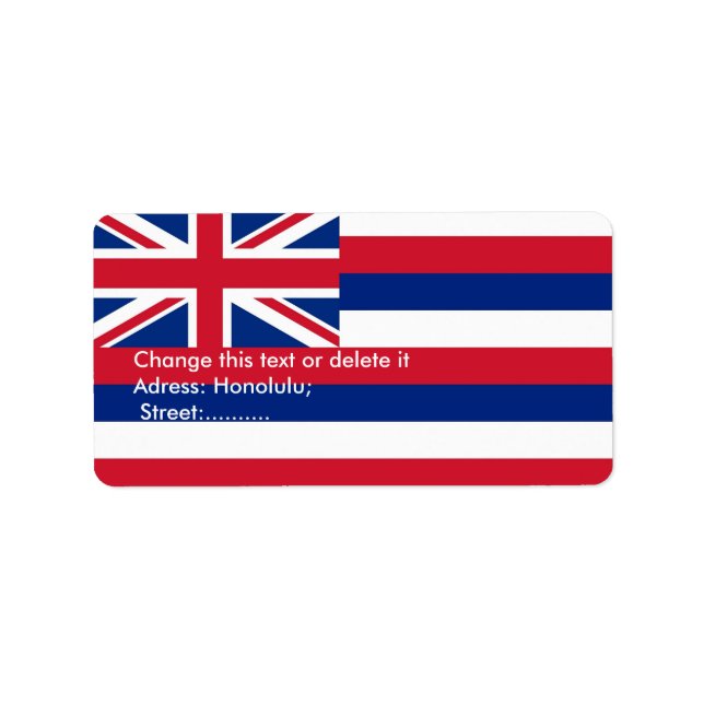 Etiqueta de personalizado con bandera de Hawai, EE (Frente)