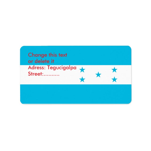 Etiqueta de personalizado con bandera de Honduras (Frente)