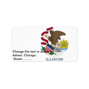 Etiqueta de personalizado con bandera de Illinois,