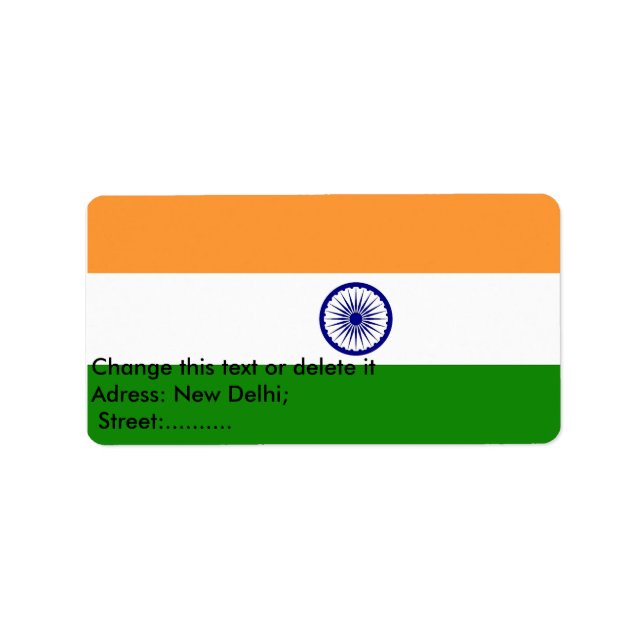 Etiqueta de personalizado con bandera de India (Frente)