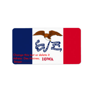 Etiqueta de personalizado con bandera de Iowa