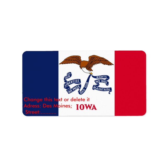 Etiqueta de personalizado con bandera de Iowa (Frente)