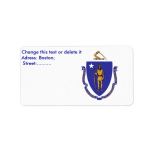 Etiqueta de personalizado con bandera de Massachus
