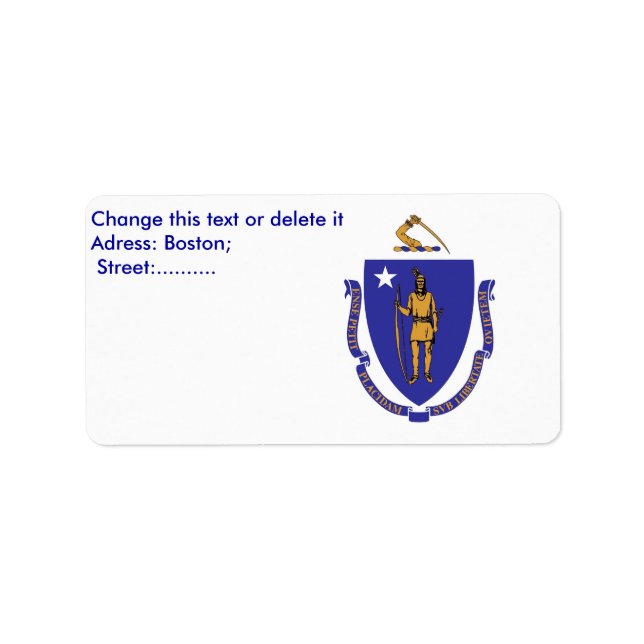 Etiqueta de personalizado con bandera de Massachus (Frente)