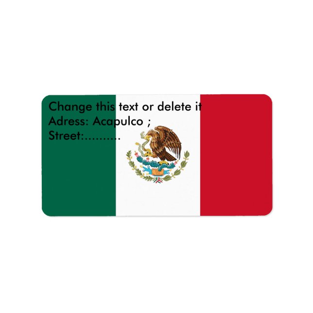 Etiqueta de personalizado con bandera de México (Frente)