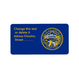 Etiqueta de personalizado con bandera de Nebraska,