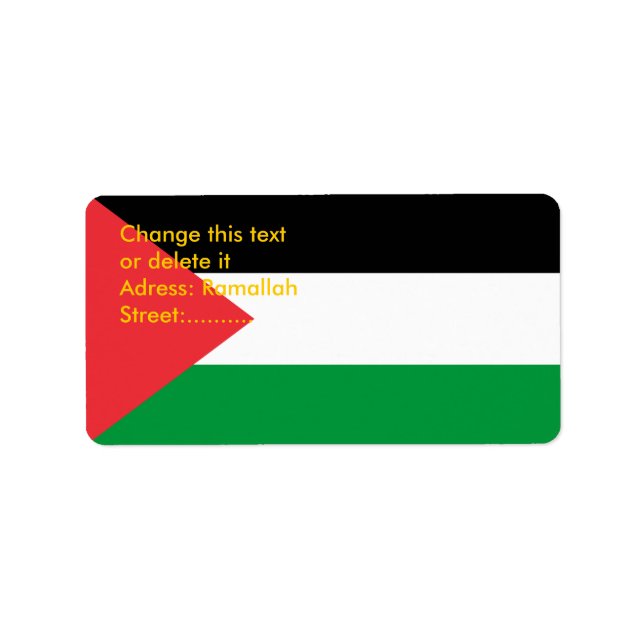 Etiqueta de personalizado con bandera de Palestina (Frente)