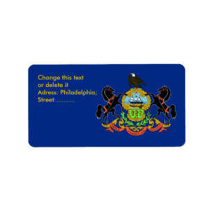 Etiqueta de personalizado con bandera de Pennsylva