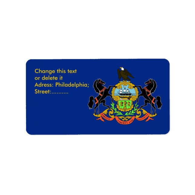 Etiqueta de personalizado con bandera de Pennsylva (Frente)