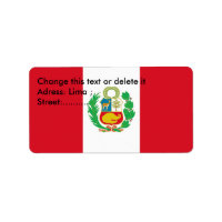 Etiqueta de personalizado con bandera de Perú