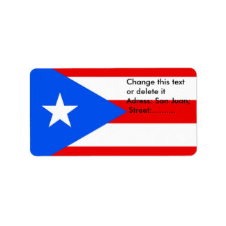 Etiqueta de personalizado con bandera de Puerto Ri