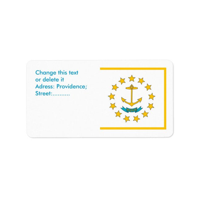 Etiqueta de personalizado con bandera de Rhode Isl (Frente)
