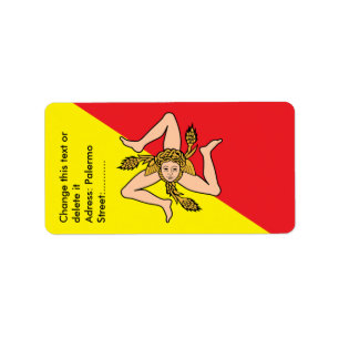 Etiqueta de personalizado con bandera de Sicilia, 
