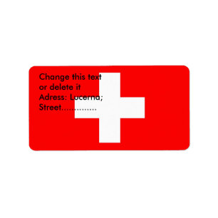 Etiqueta de personalizado con bandera de Suiza