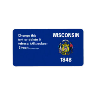 Etiqueta de personalizado con bandera de Wisconsin