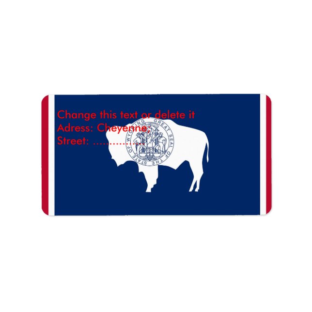 Etiqueta de Personalizado con bandera de Wyoming,  (Frente)